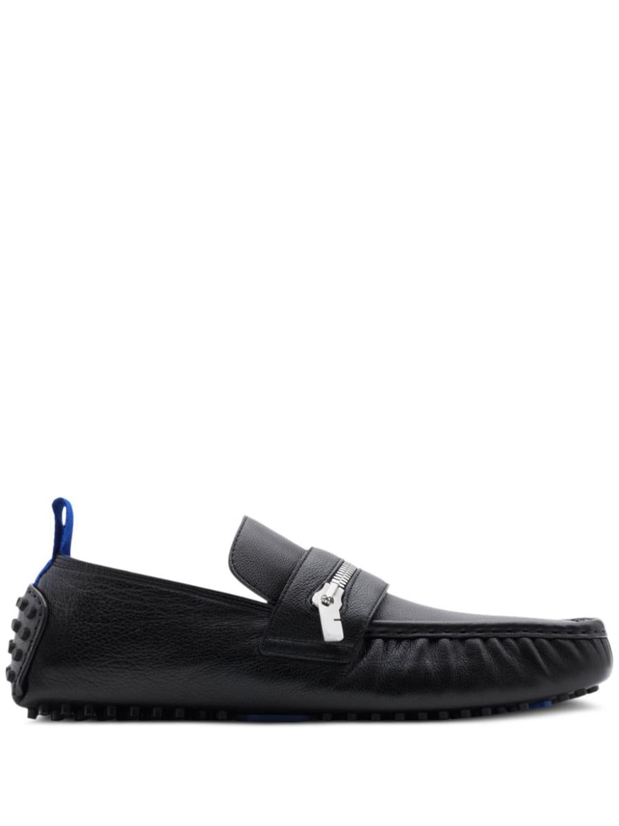 Burberry Leather "motor" Low Loafers In Black