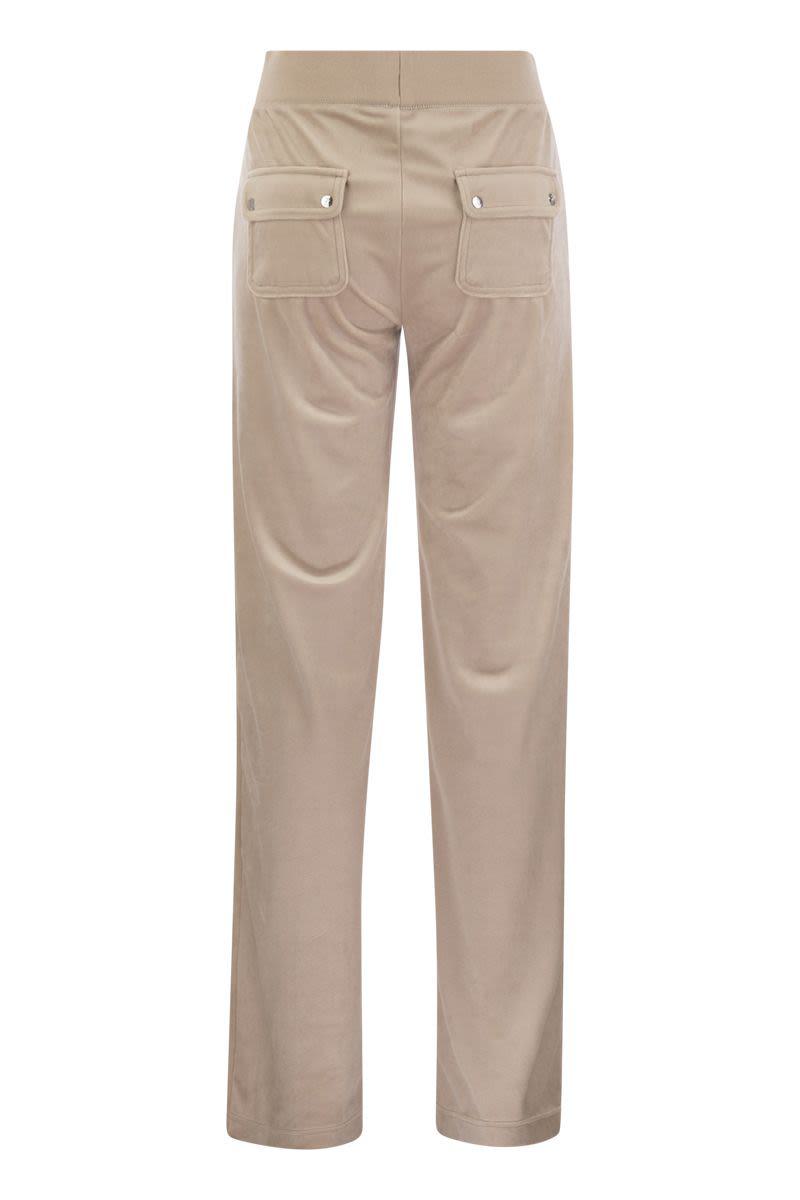 Shop Juicy Couture Trousers With Velour Pockets In Beige