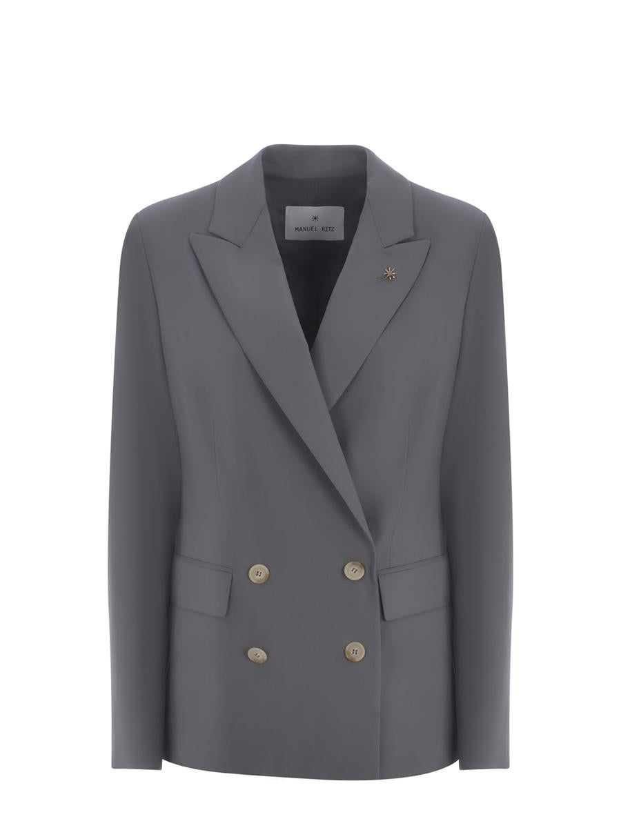 Shop Manuel Ritz Double-breasted Jacket In Grey