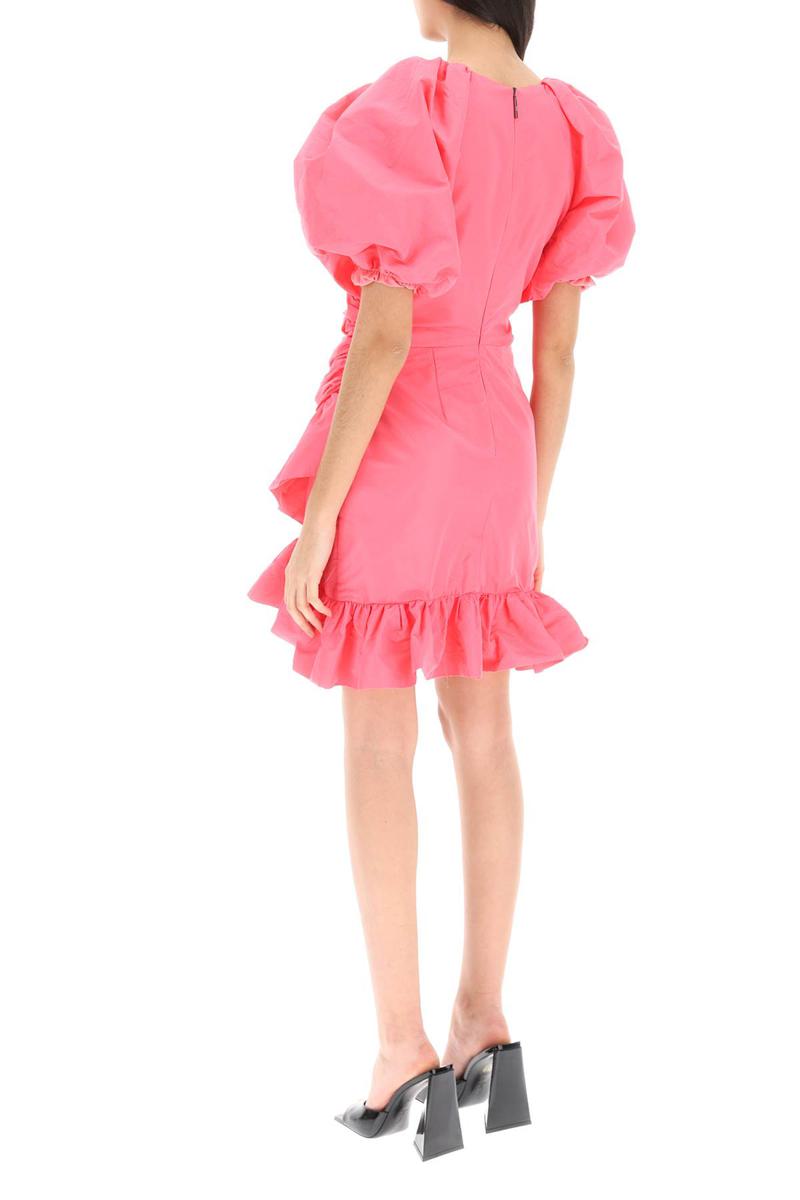 Shop Msgm Draped Mini Dress In Fluo