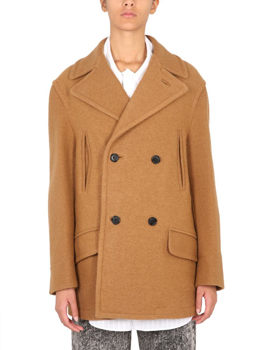 Marni Double-breasted Coat In Neutral