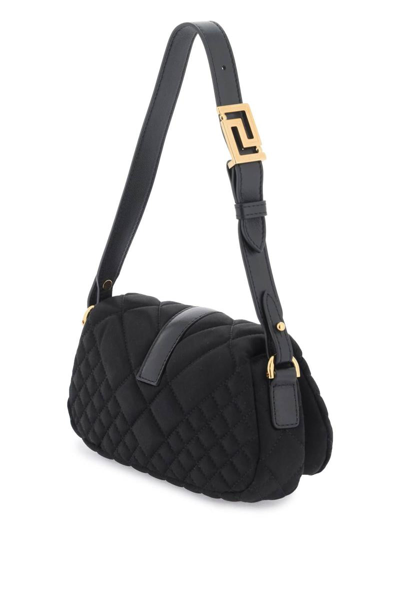 Shop Versace Greca Goddess Satin Mini Bag In Nero