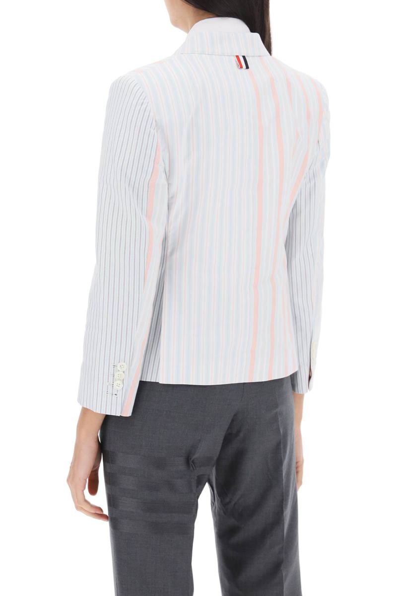 Shop Thom Browne Funmix Striped Oxford Blazer In Multicolor