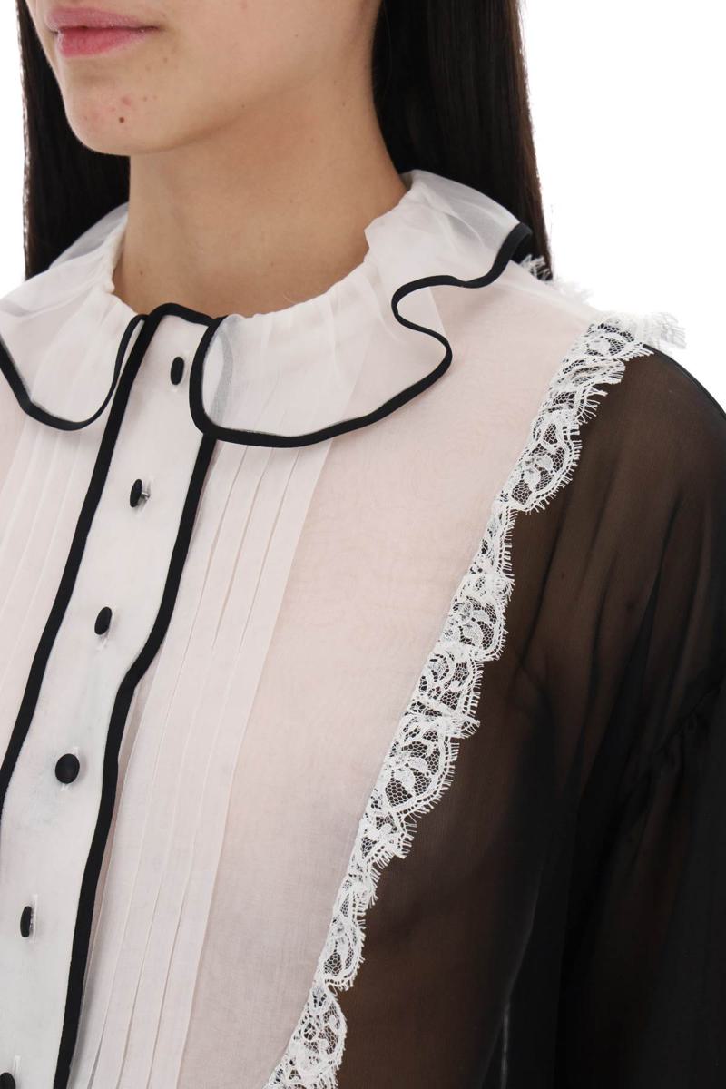 Shop Dolce & Gabbana Chiffon Blouse With Plastr In Bianco