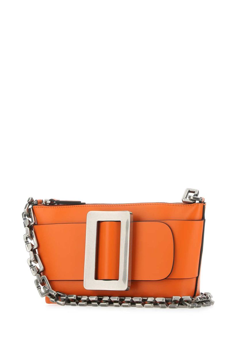 Shop Boyy Buckle Pouchette Leather Mini Bag In Orange