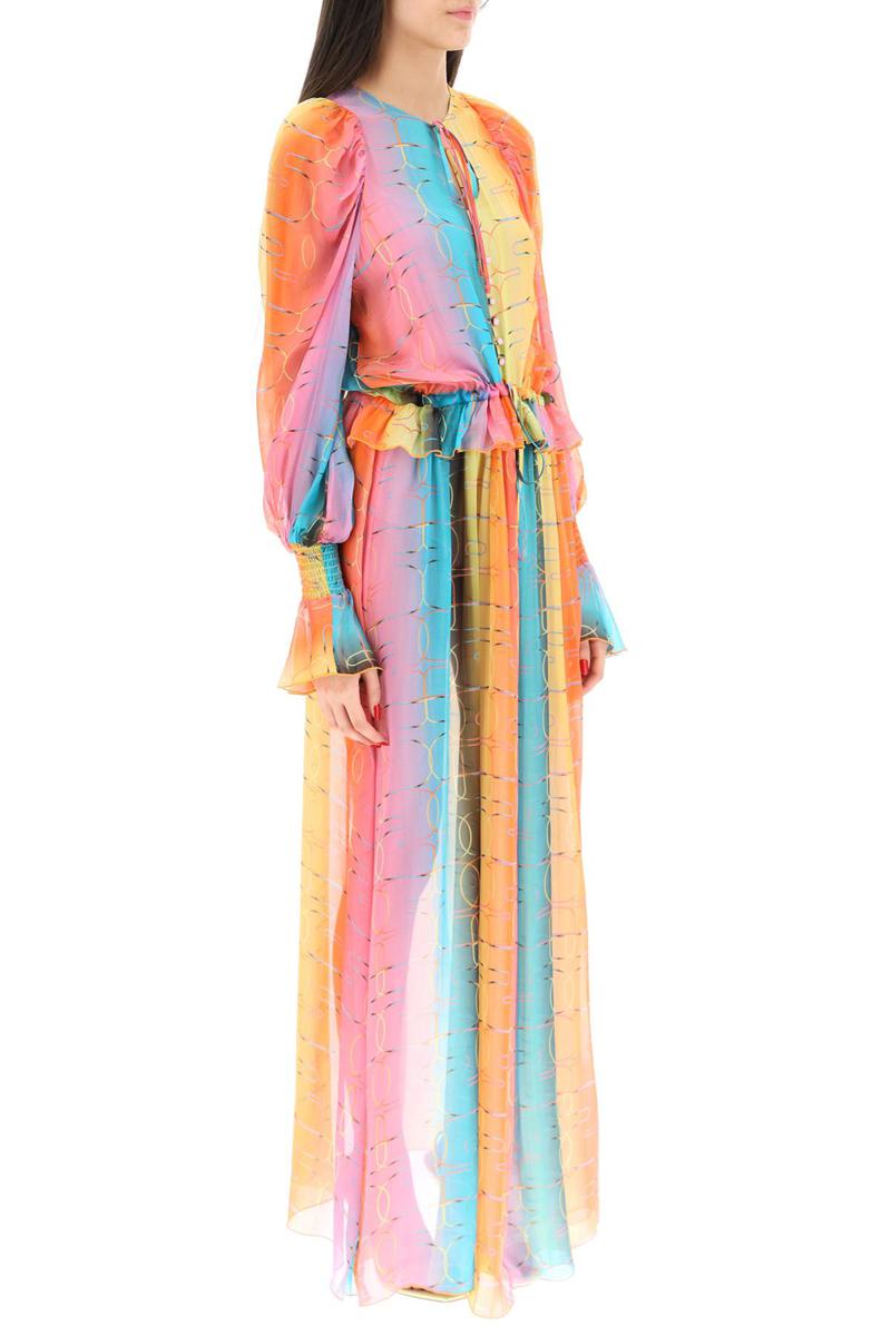 Shop Siedres 'alora' Long Silk Chiffon Dress In Multicolor