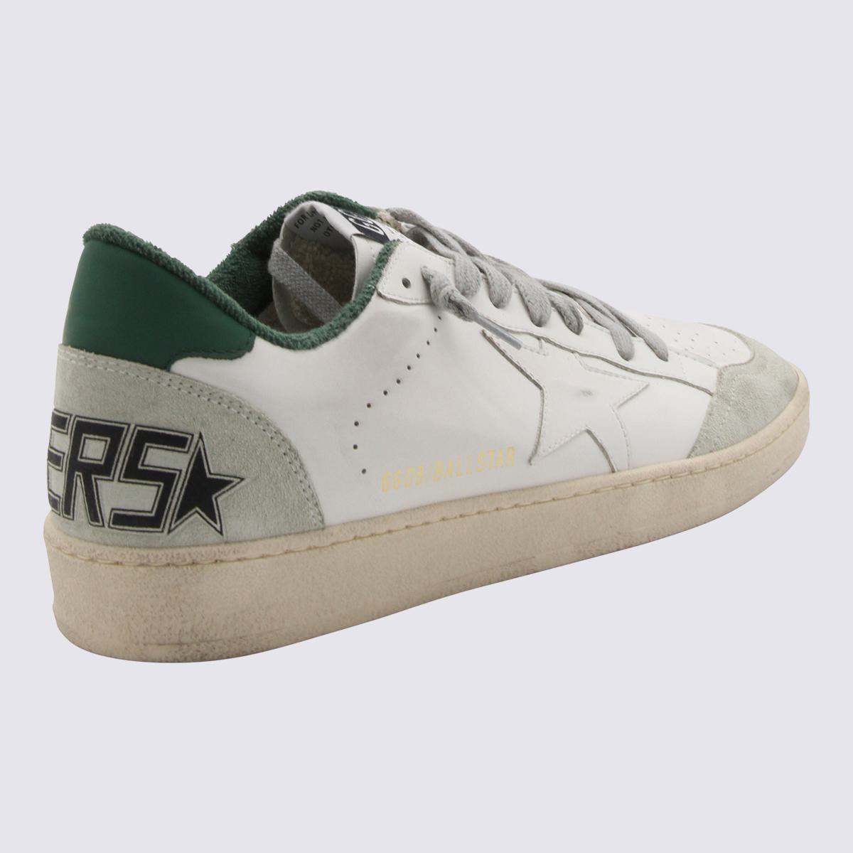 Shop Golden Goose White And Green Leather Ball Star Snakers In White/ice/green