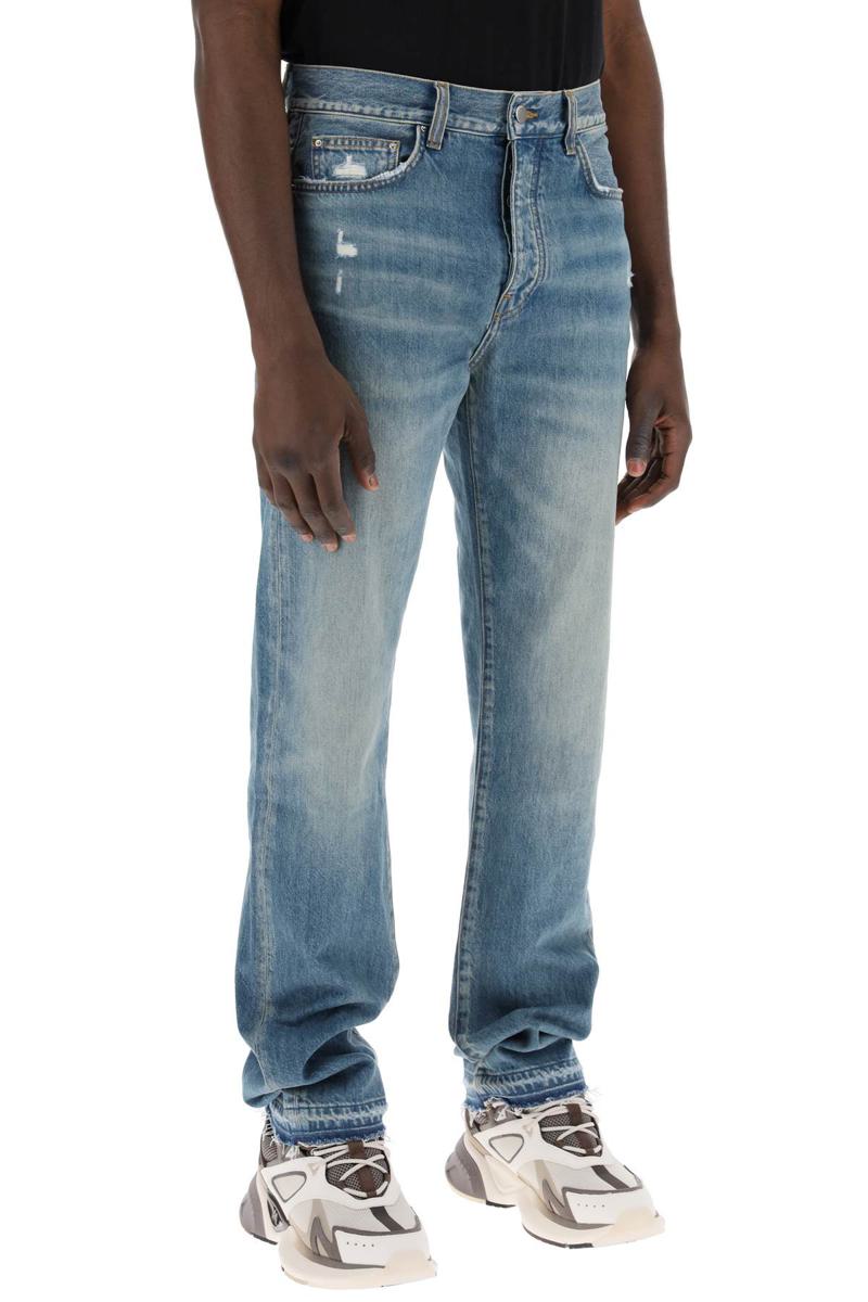 Shop Amiri "five-pocket Distressed Effect Jeans" In Blu