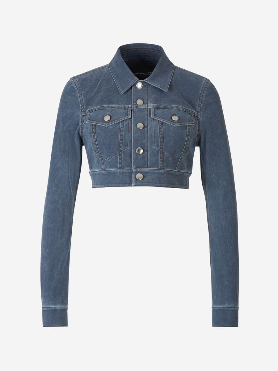 Shop Alexander Wang Cropped Denim Jacket In Worn Design