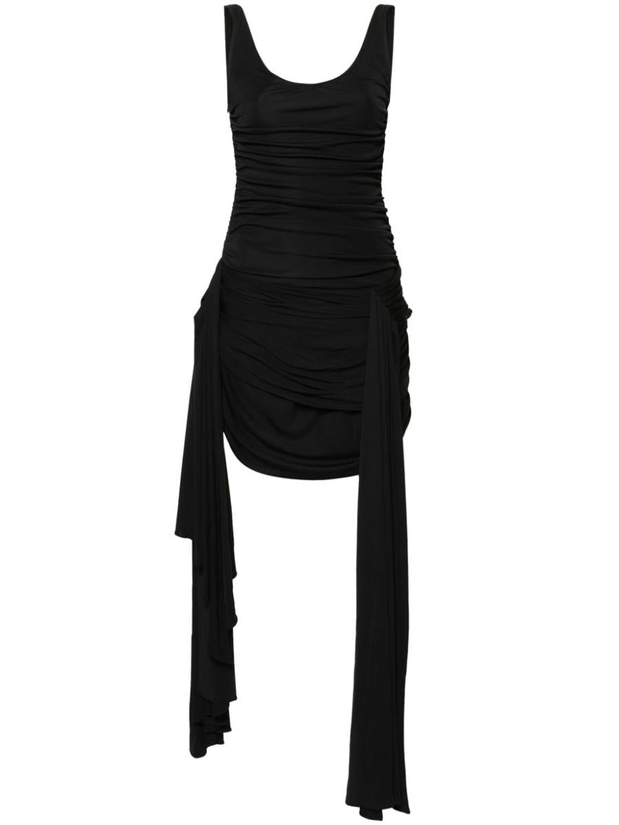 Shop Mugler Draped Mini Dress In Black