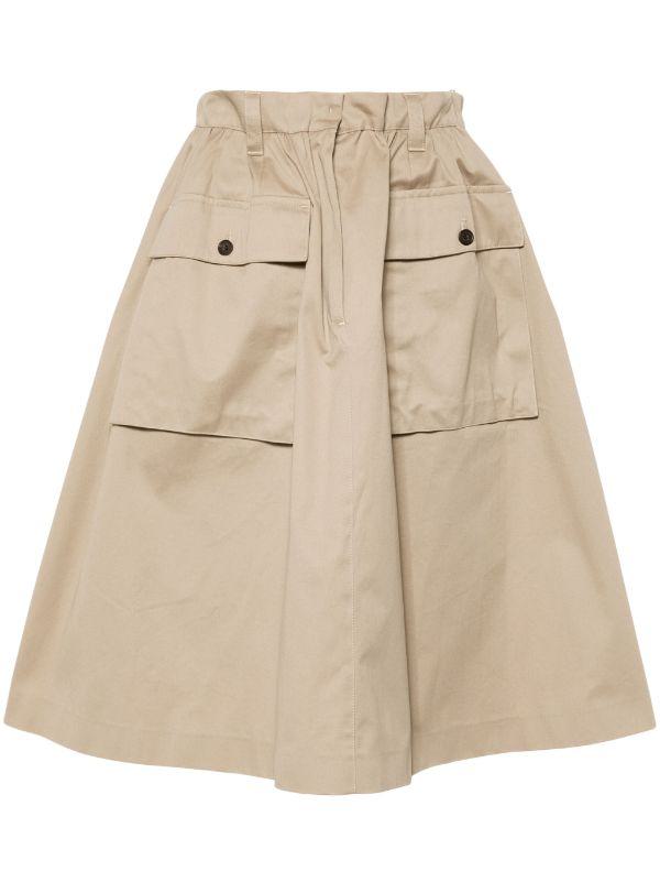 Prada Cotton Midi Skirt In Neutral