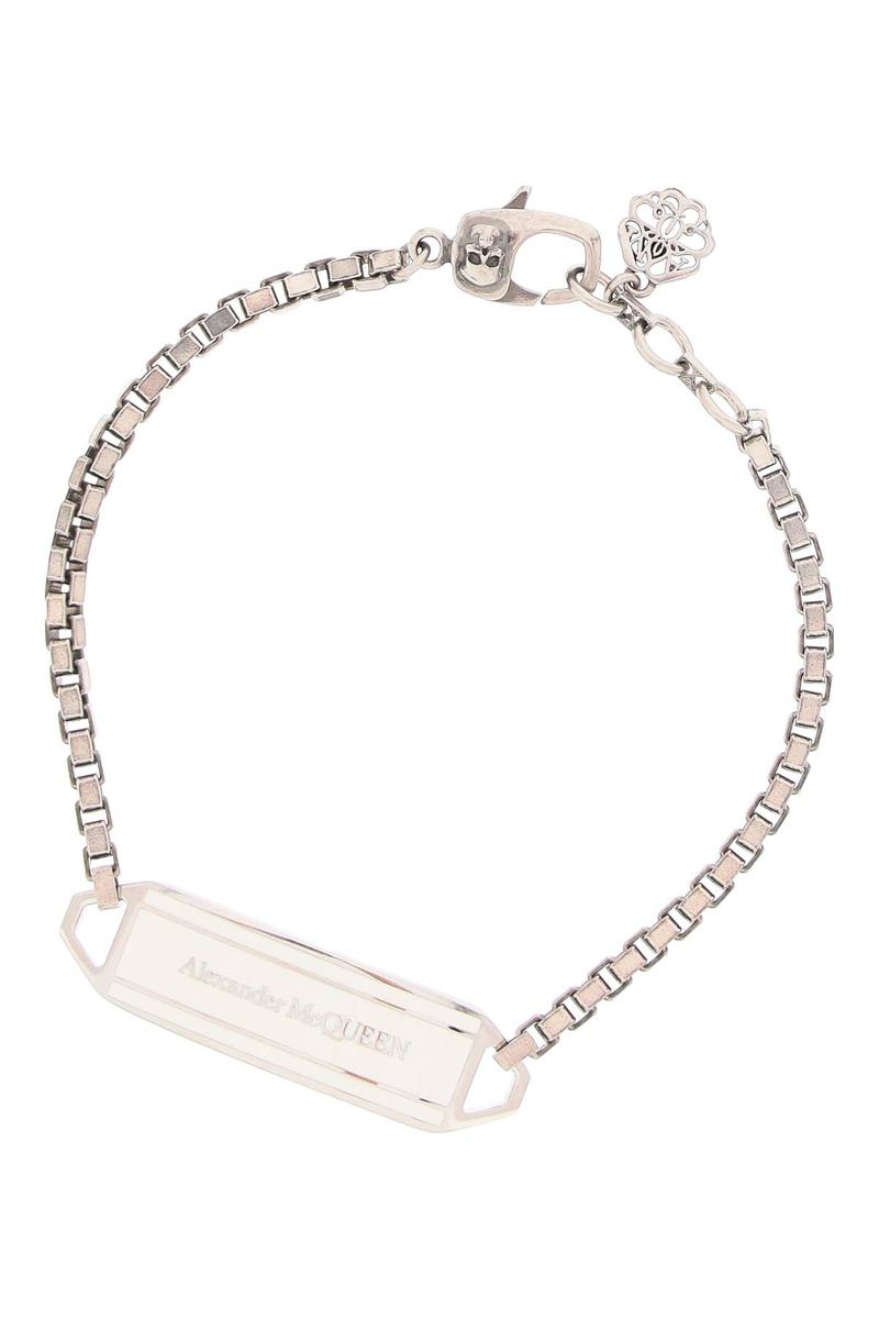 Shop Alexander Mcqueen Identity Chain Bracelet In Argento