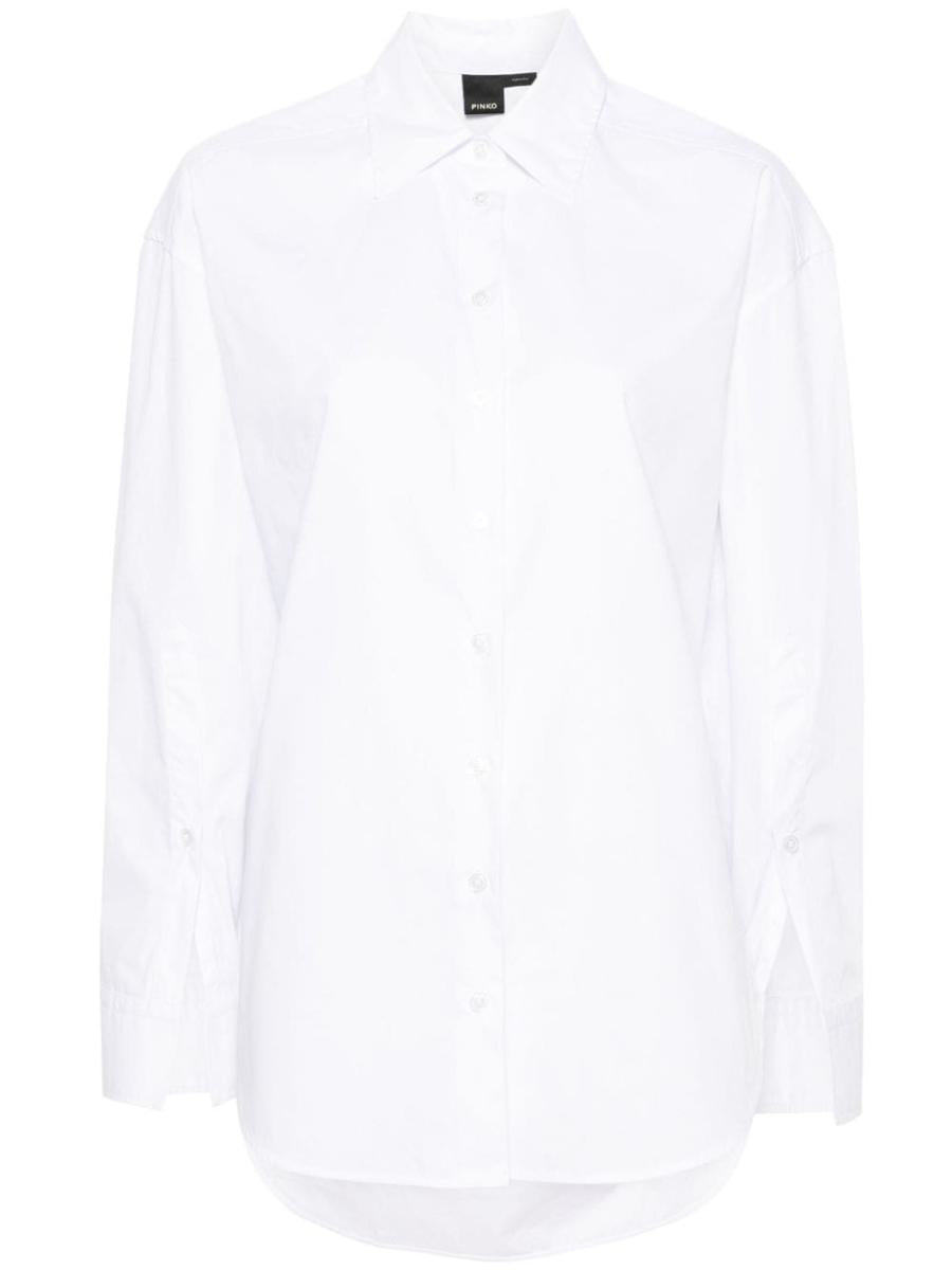 Shop Pinko Eden Cotton Poplin Shirt In White