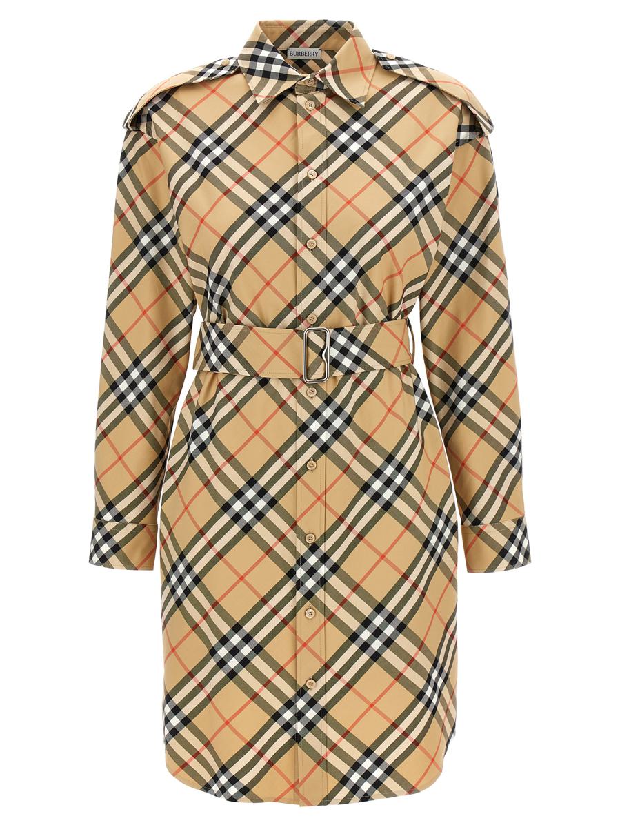 Burberry Check Chemisier Dress In Brown