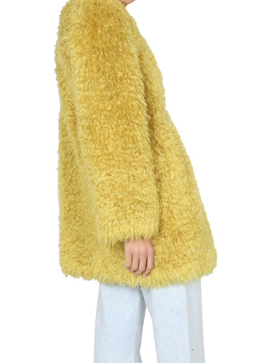 Shop Becagli Since 1994 Faux Fur Coat In Yellow