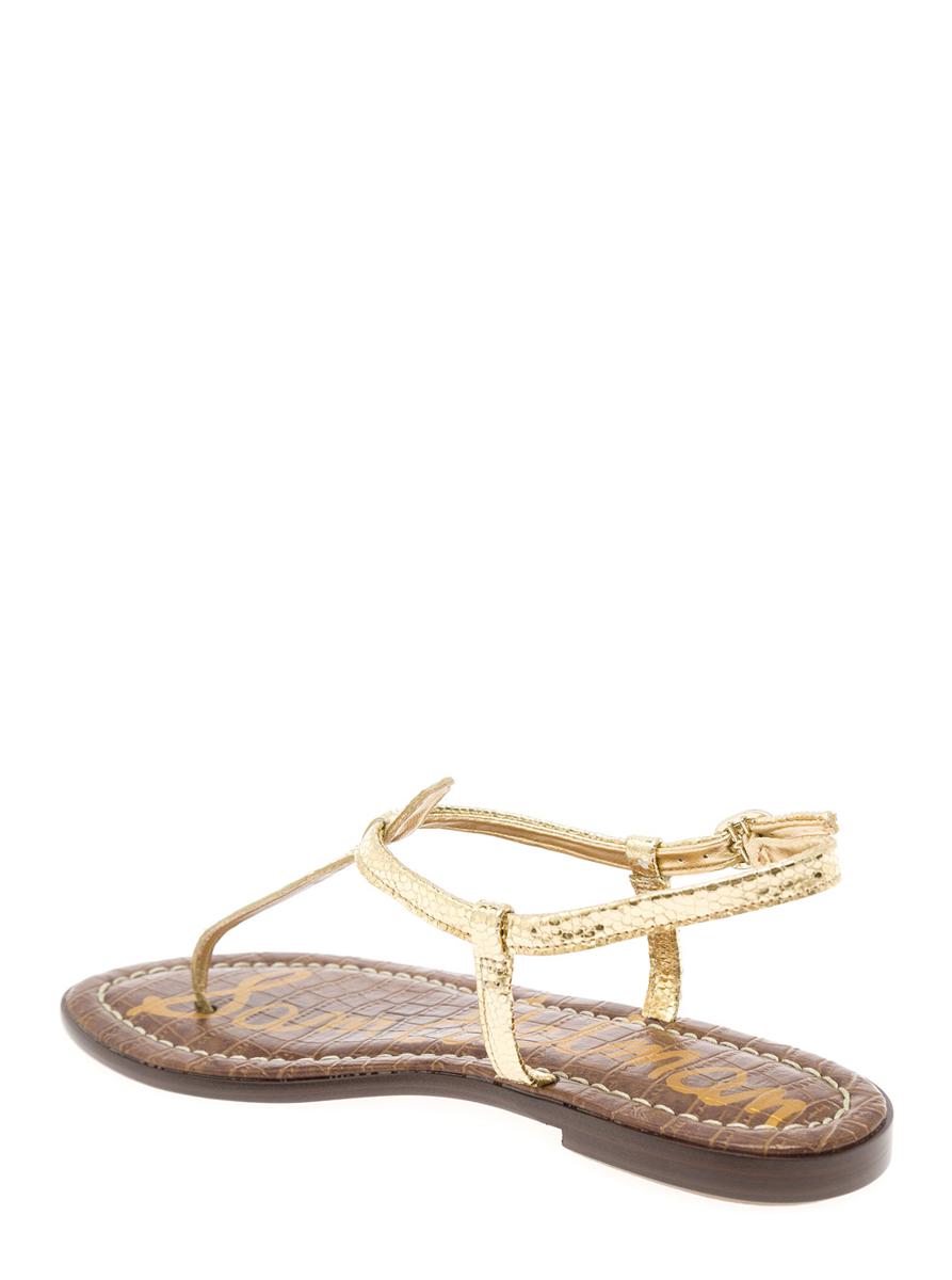 Shop Sam Edelman 'gigi' Gold Thong Sandals In Leather Woman In Grey