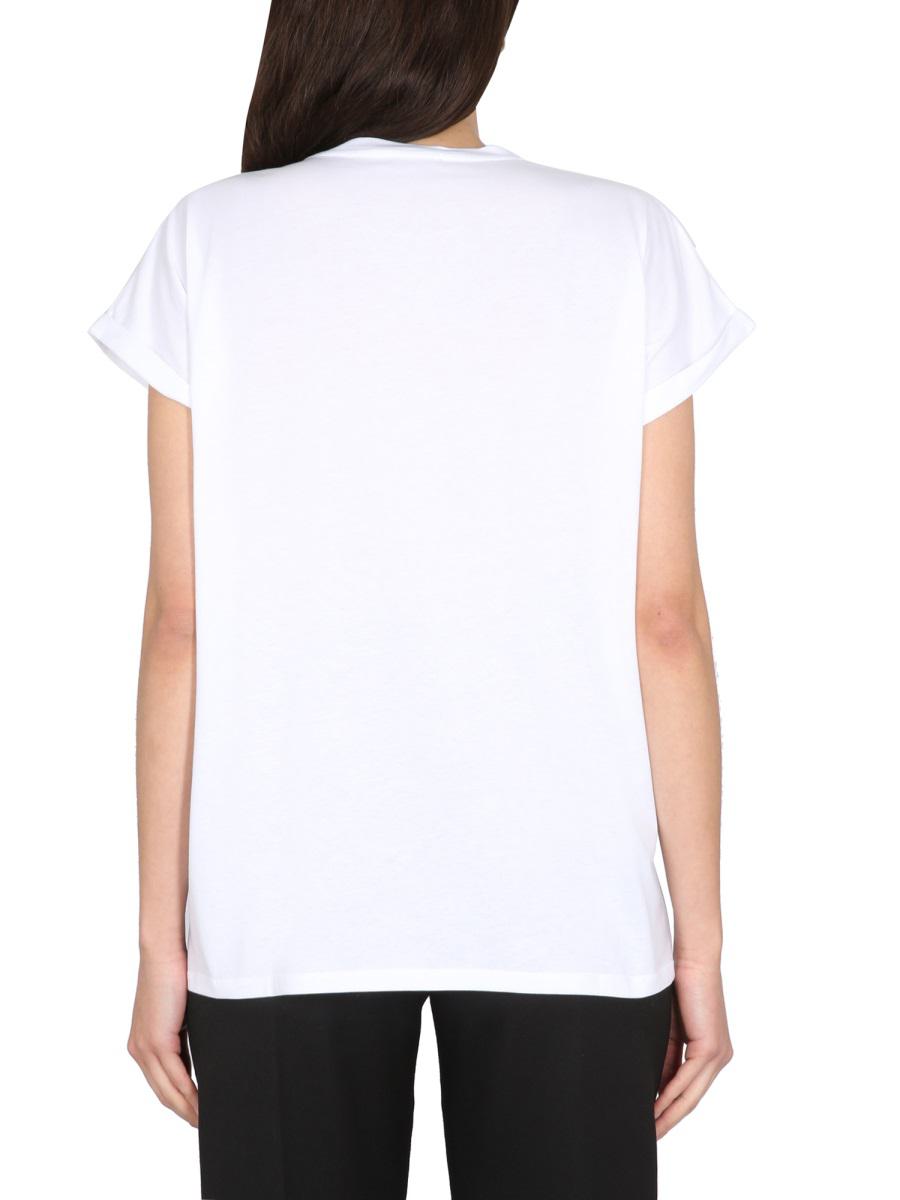 Shop Balmain Flocked Logo T-shirt In White