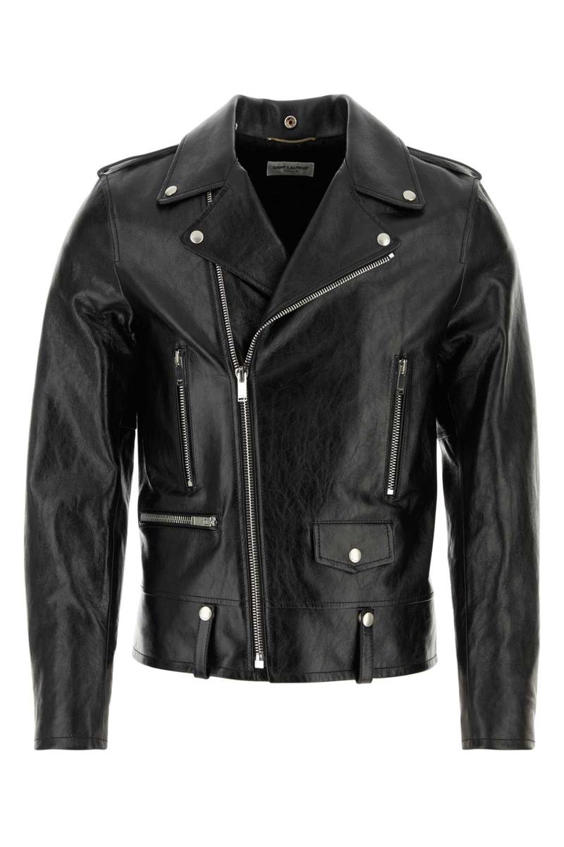 Shop Saint Laurent Leather Jackets In Black