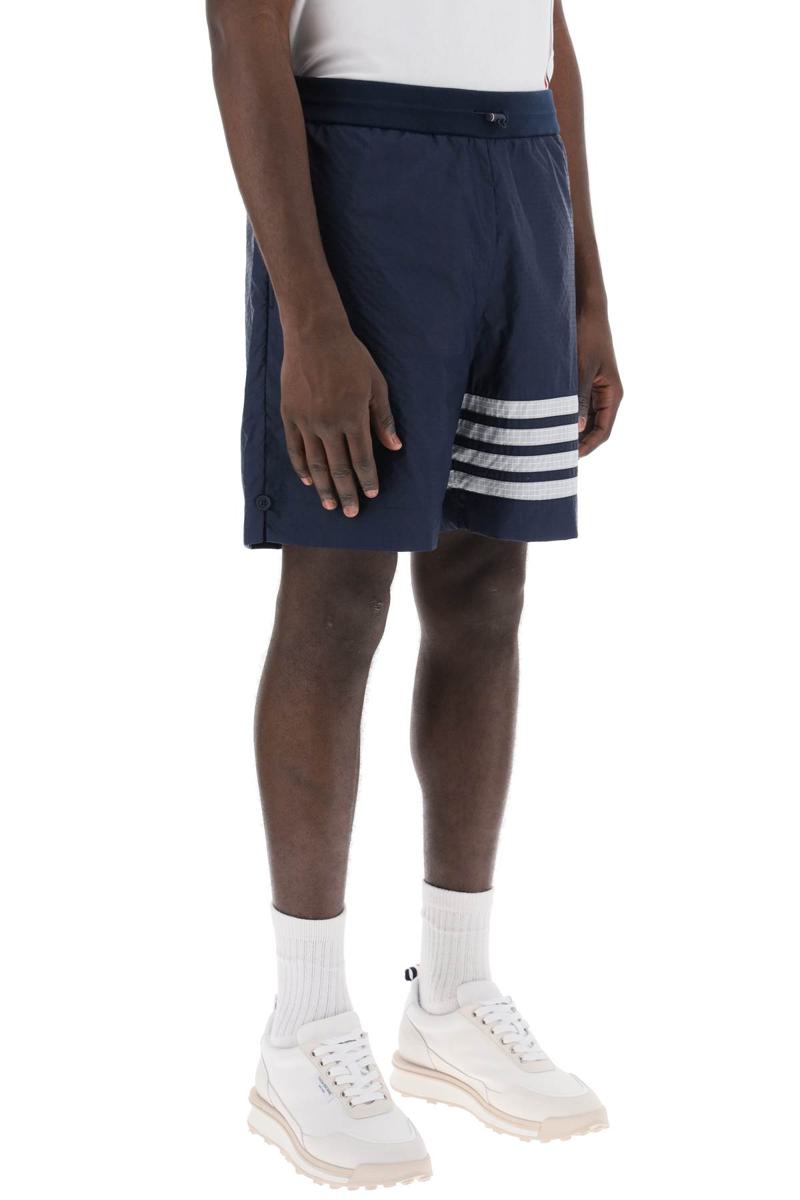 Shop Thom Browne 4-bar Shorts In Ultra-light Ripstop In Blu