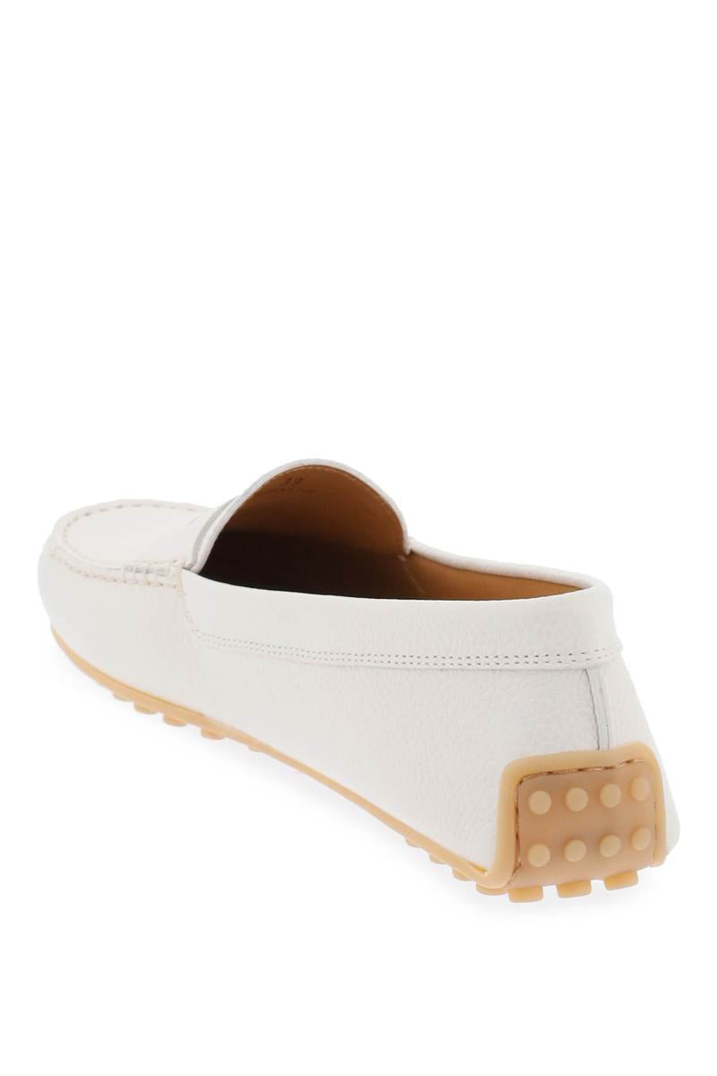 Shop Tod's City Gommino Leather Loafers In Bianco