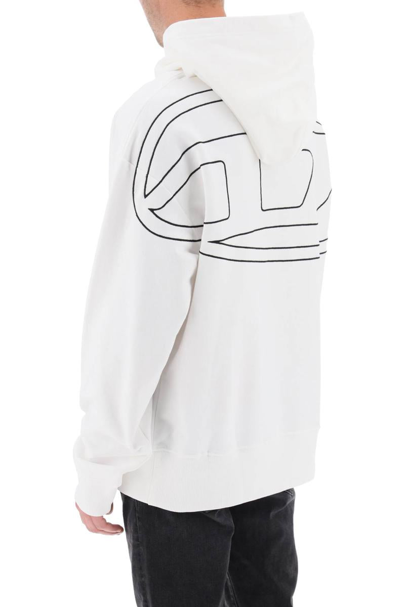 Shop Diesel 's-macs-hood-megoval' Hoodie With Logo Embroidery In Bianco