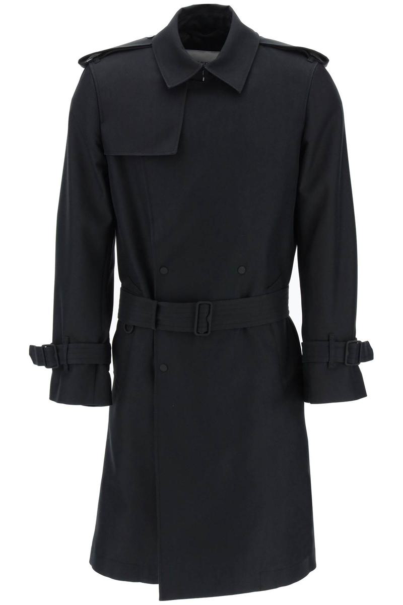 Shop Burberry Double-breasted Silk Blend Trench Coat In Nero
