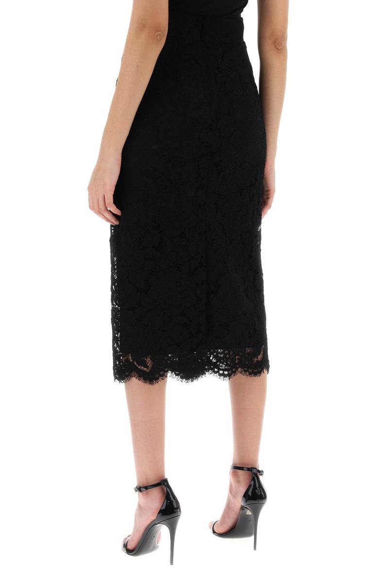 Shop Dolce & Gabbana Lace Pencil Skirt With Tube Silhouette In Nero