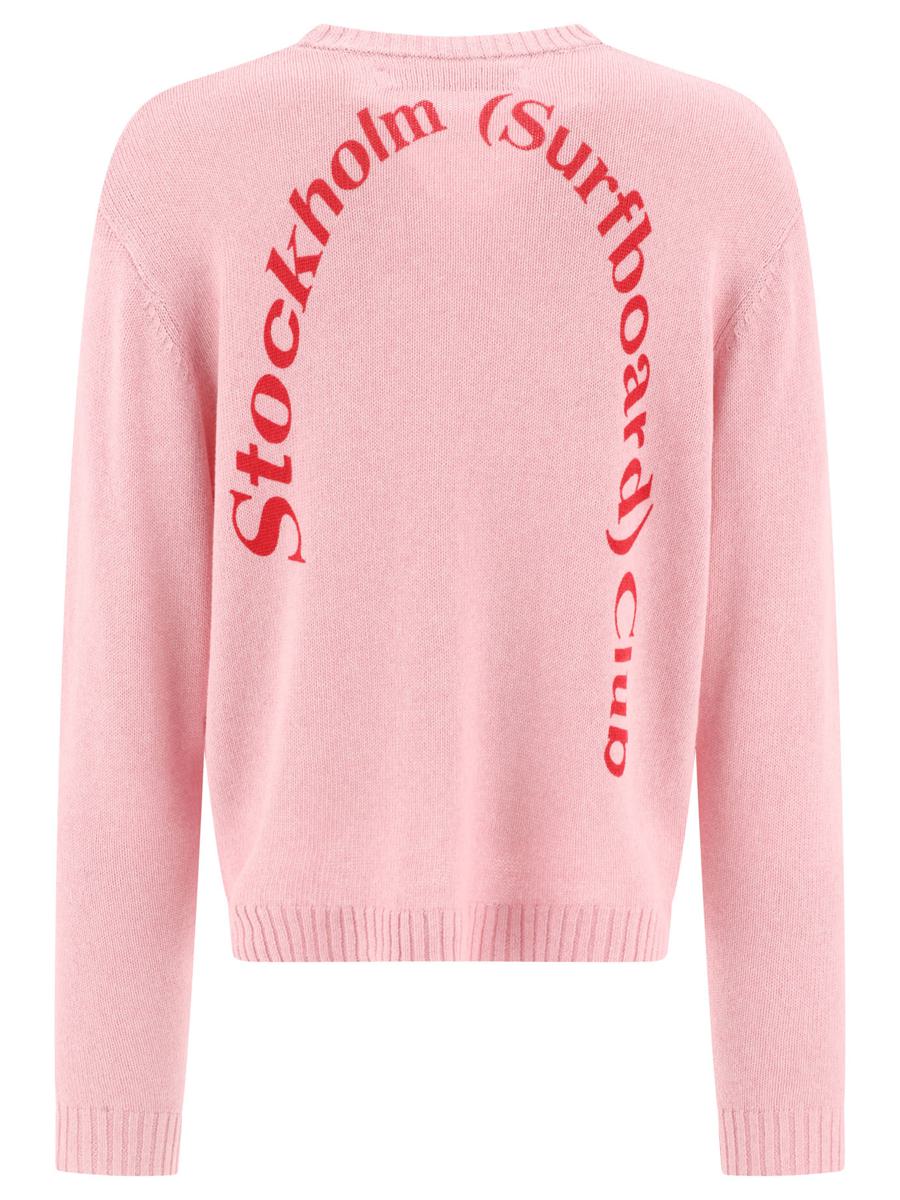 Shop Stockholm Surfboard Club "curved Logo" Sweater In Pink
