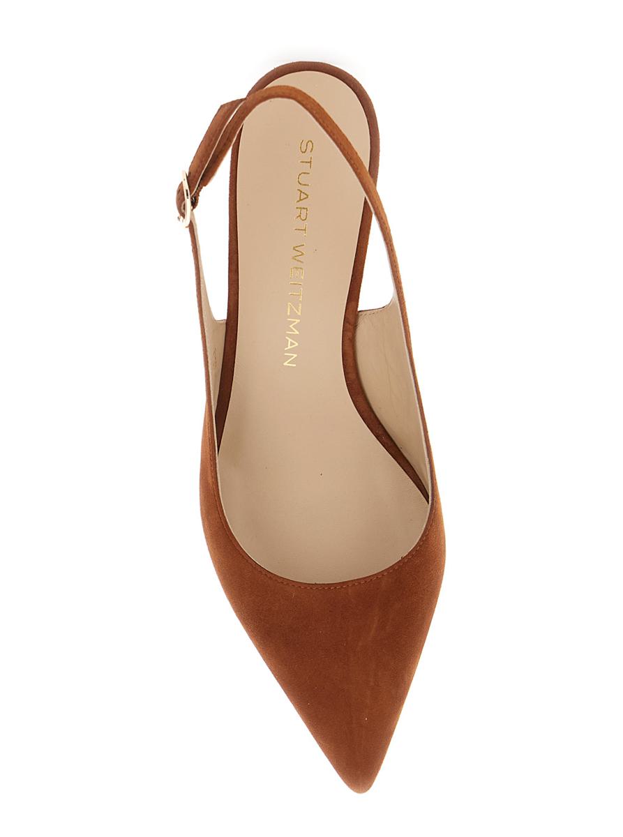 Stuart Weitzman Brown Slingback Pumps With Medium Sculpted Heel In Suede Woman In Brown