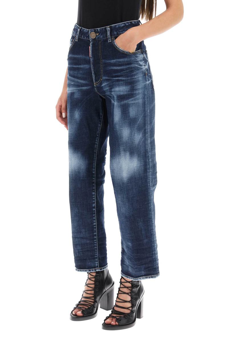 Shop Dsquared2 'boston' Cropped Jeans In Blu