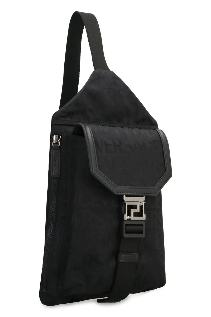 Shop Versace Technical Fabric Backpack With Logo In Black