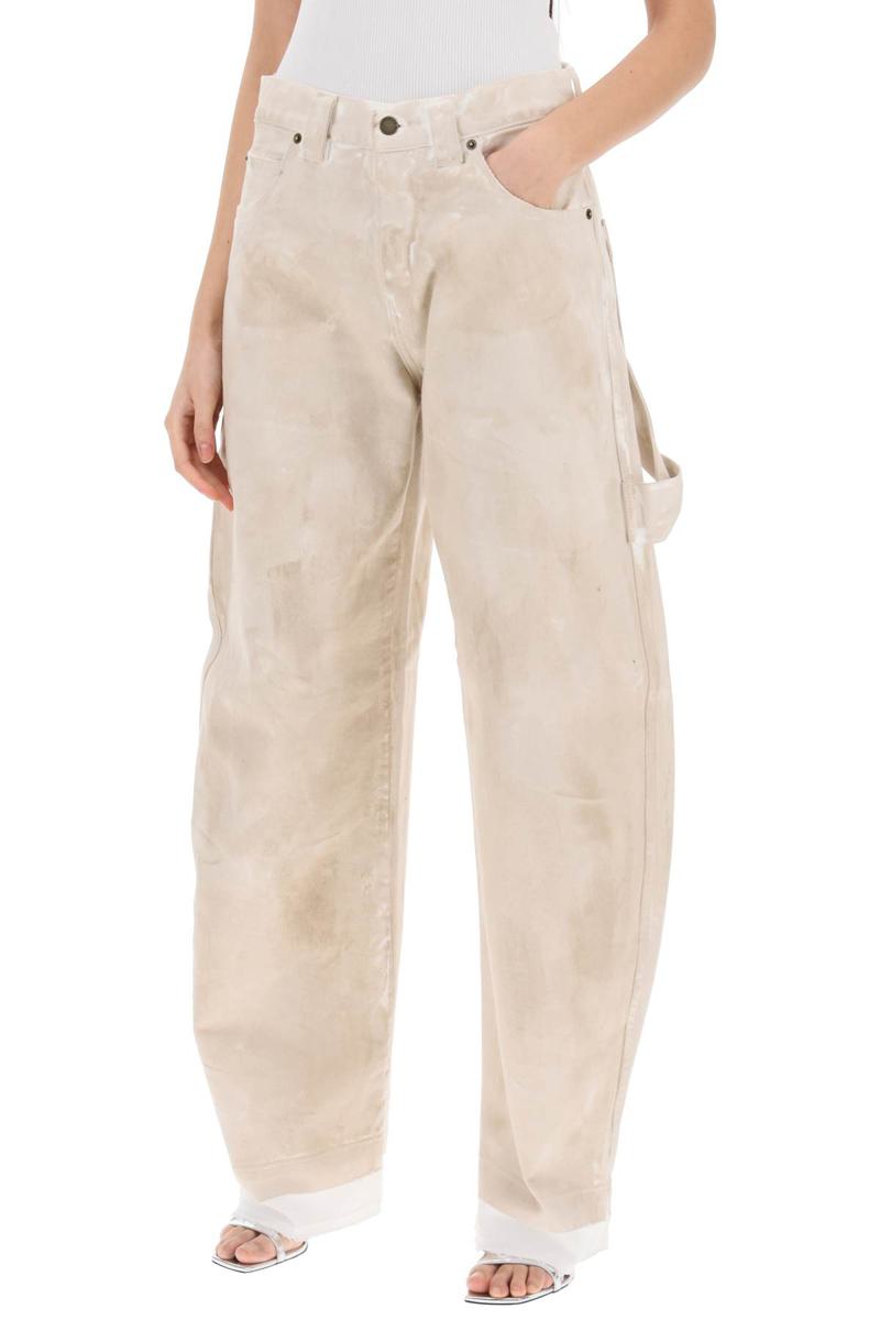 Shop Darkpark Audrey Marble-effect Cargo Jeans In Beige