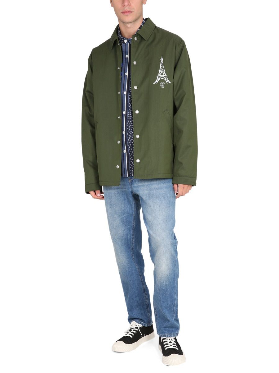 Shop Kenzo Coach Jacket In Military Green