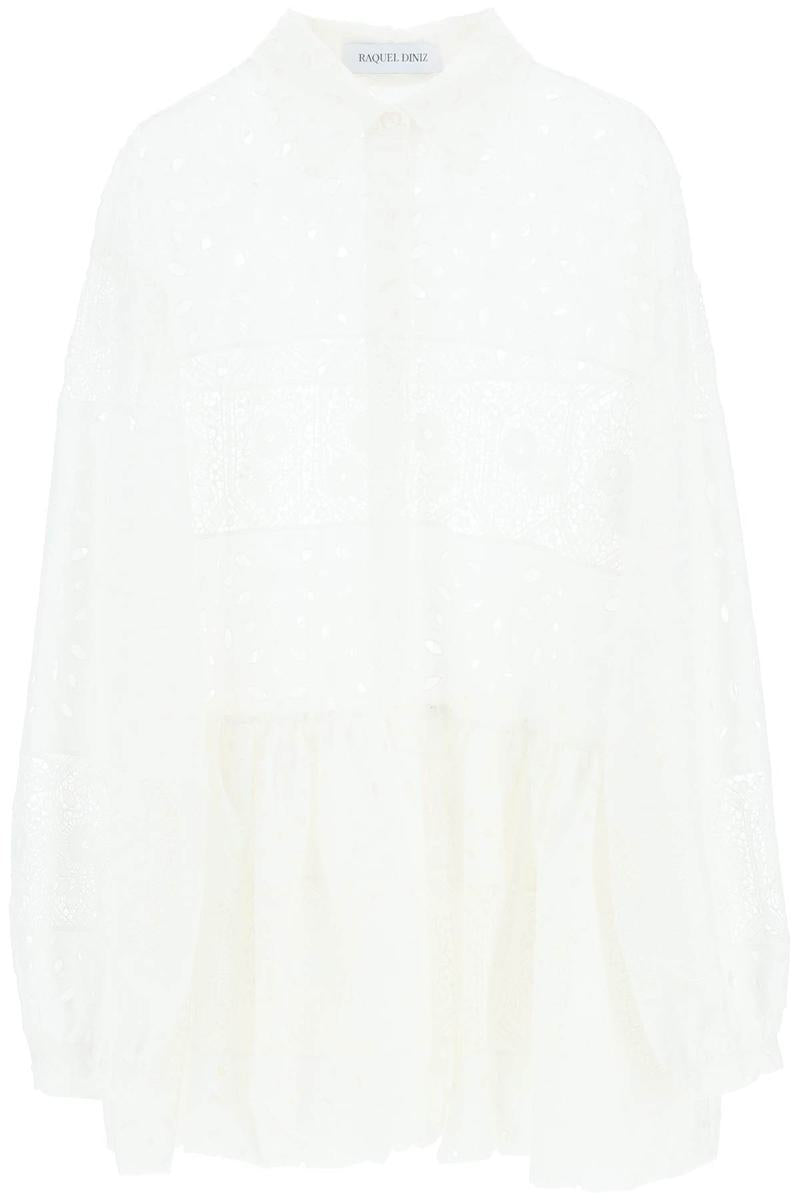 Shop Raquel Diniz Broderie Anglaise Chemisier Dress In Bianco