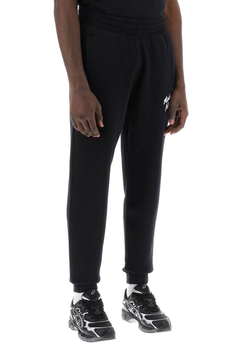Shop Maison Kitsuné "sporty Pants With Handwriting In Nero