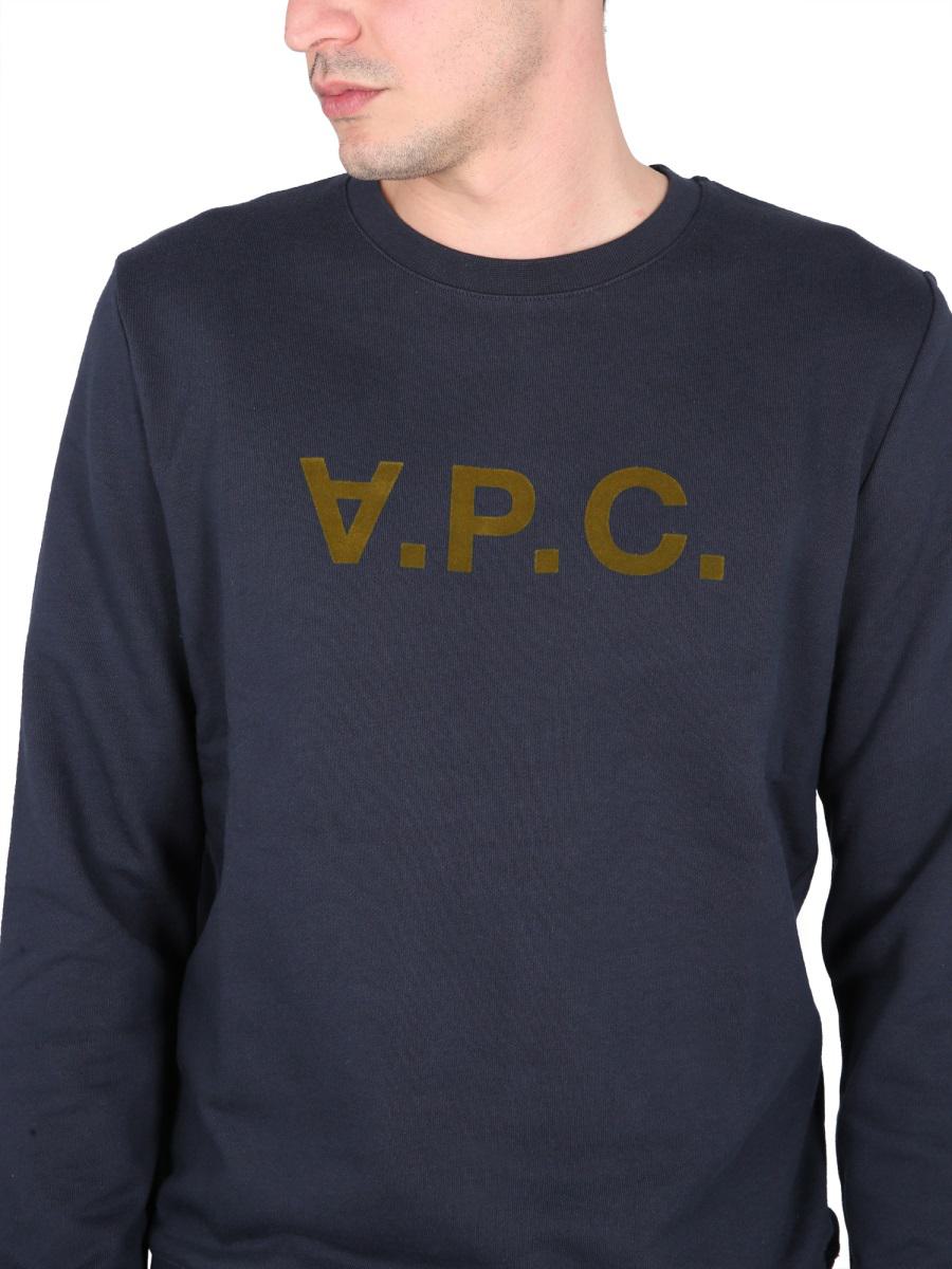 Shop Apc A.p.c. Sweatshirt With V.p.c Logo In Blue