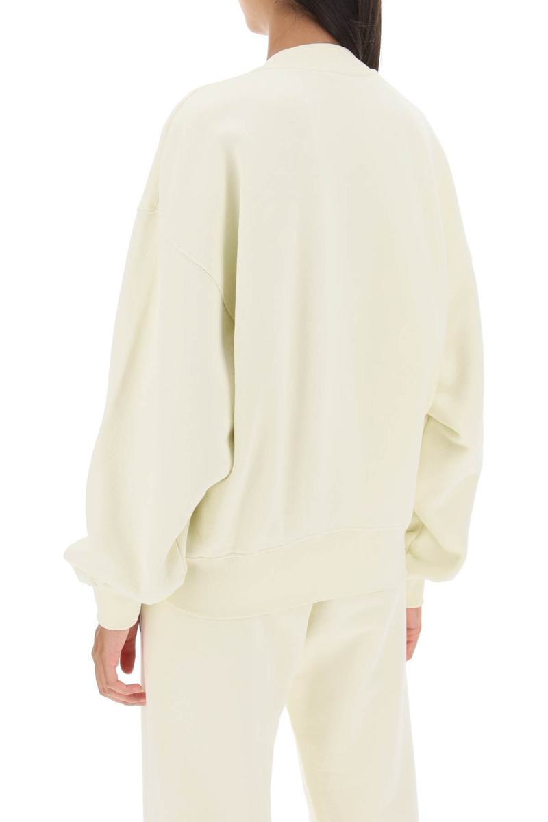 Shop Off-white Crew-neck Sweatshirt With Flocked Logo In Bianco