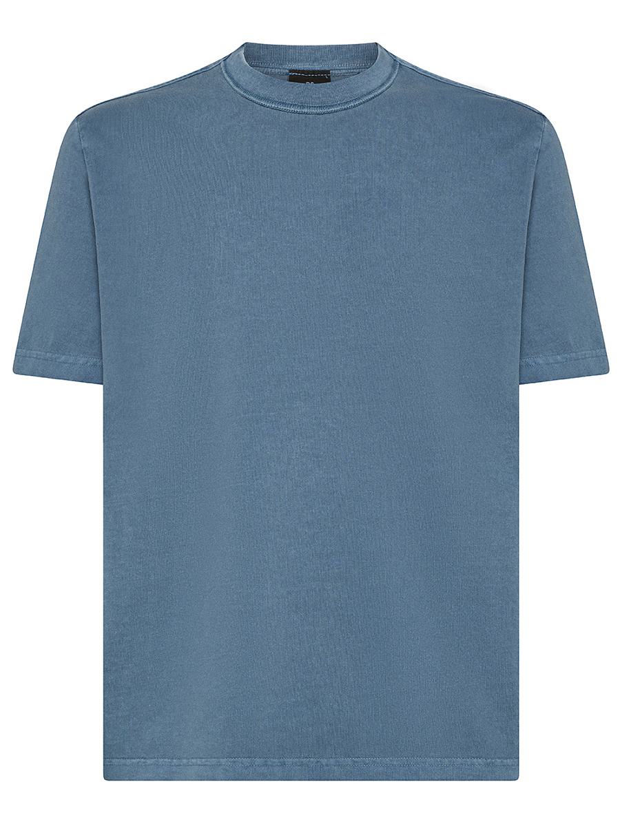 Shop Paul Smith Crew Neck Cotton T-shirt With Logo Label In Blue