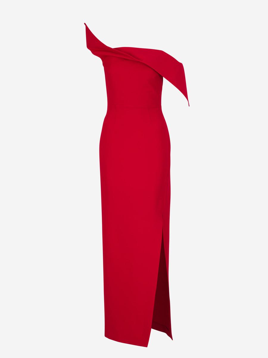 Shop Roland Mouret Asymmetrical Maxi Dress In Red