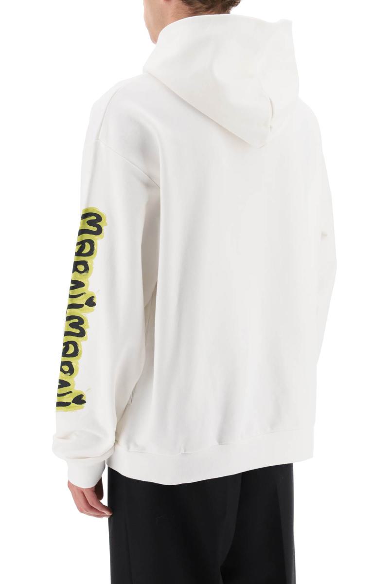 Shop Marni Hoodie With Graffiti Print In Bianco