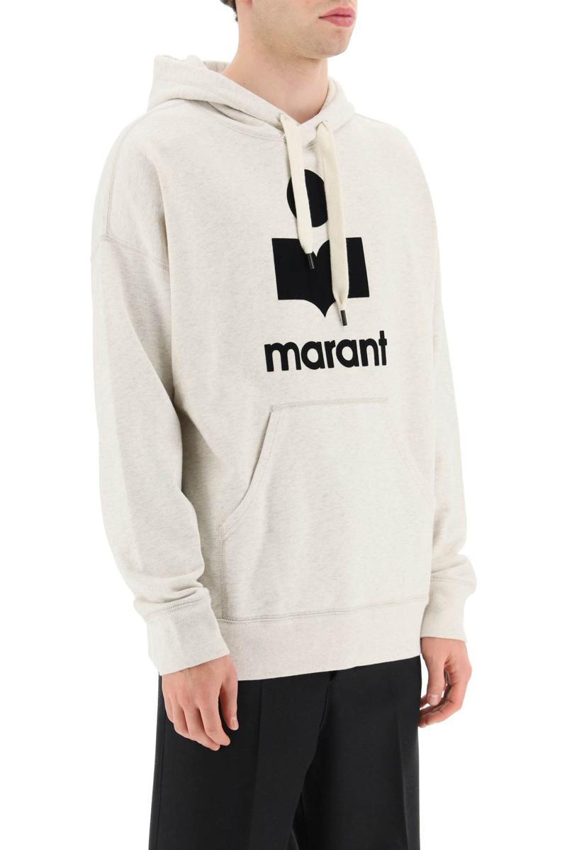 Shop Isabel Marant 'miley' Hoodie With Flocked Logo In Grigio