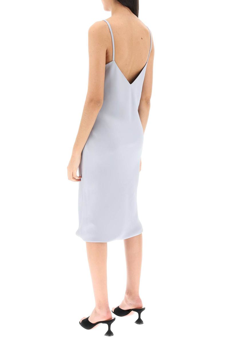 Shop Norma Kamali Crepe Satin Slip Dress In Grigio