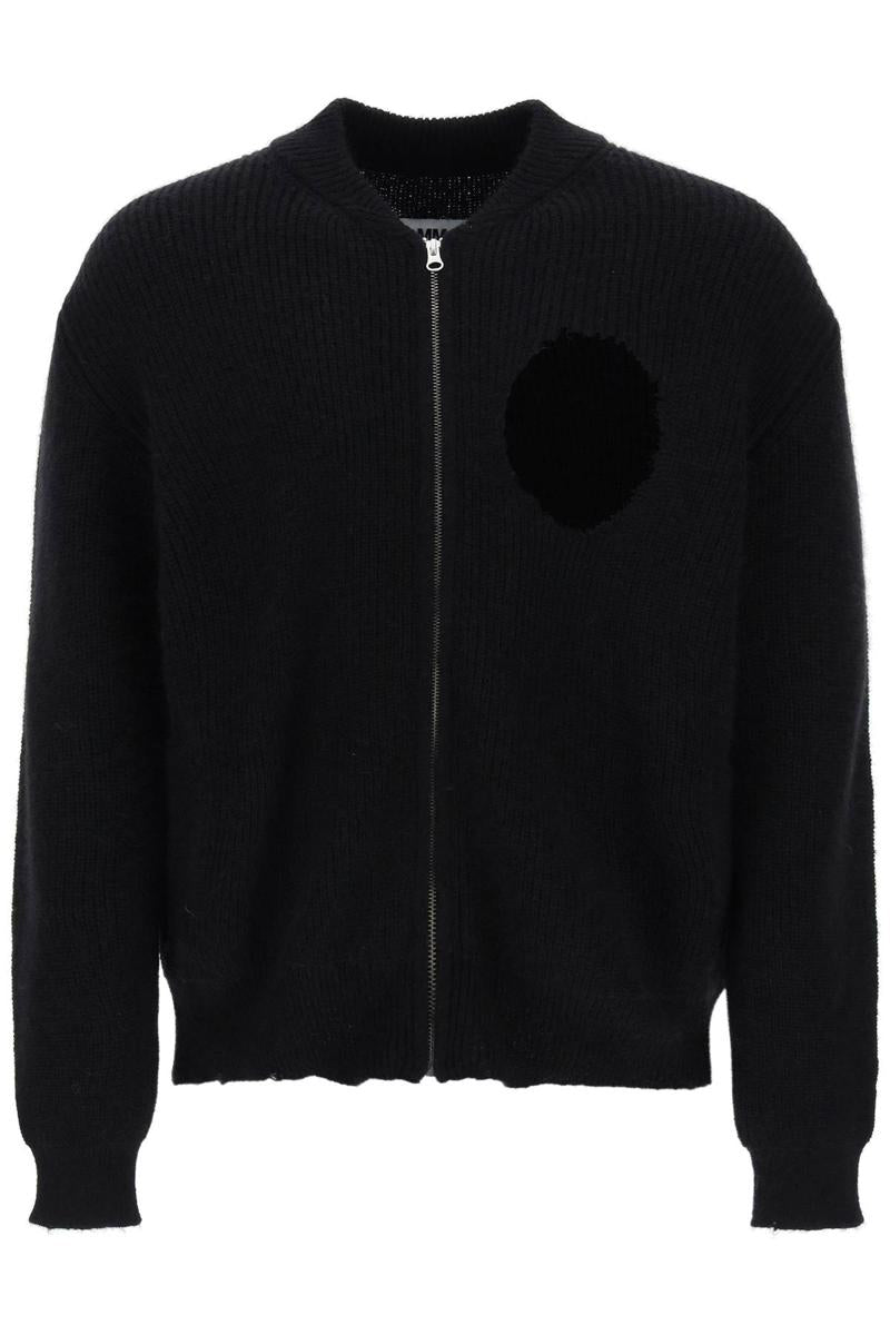 Shop Mm6 Maison Margiela Destroyed Cardigan In Nero