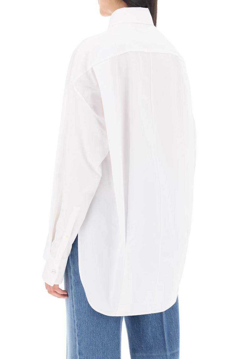 Shop Versace Oversized Poplin Shirt In Bianco