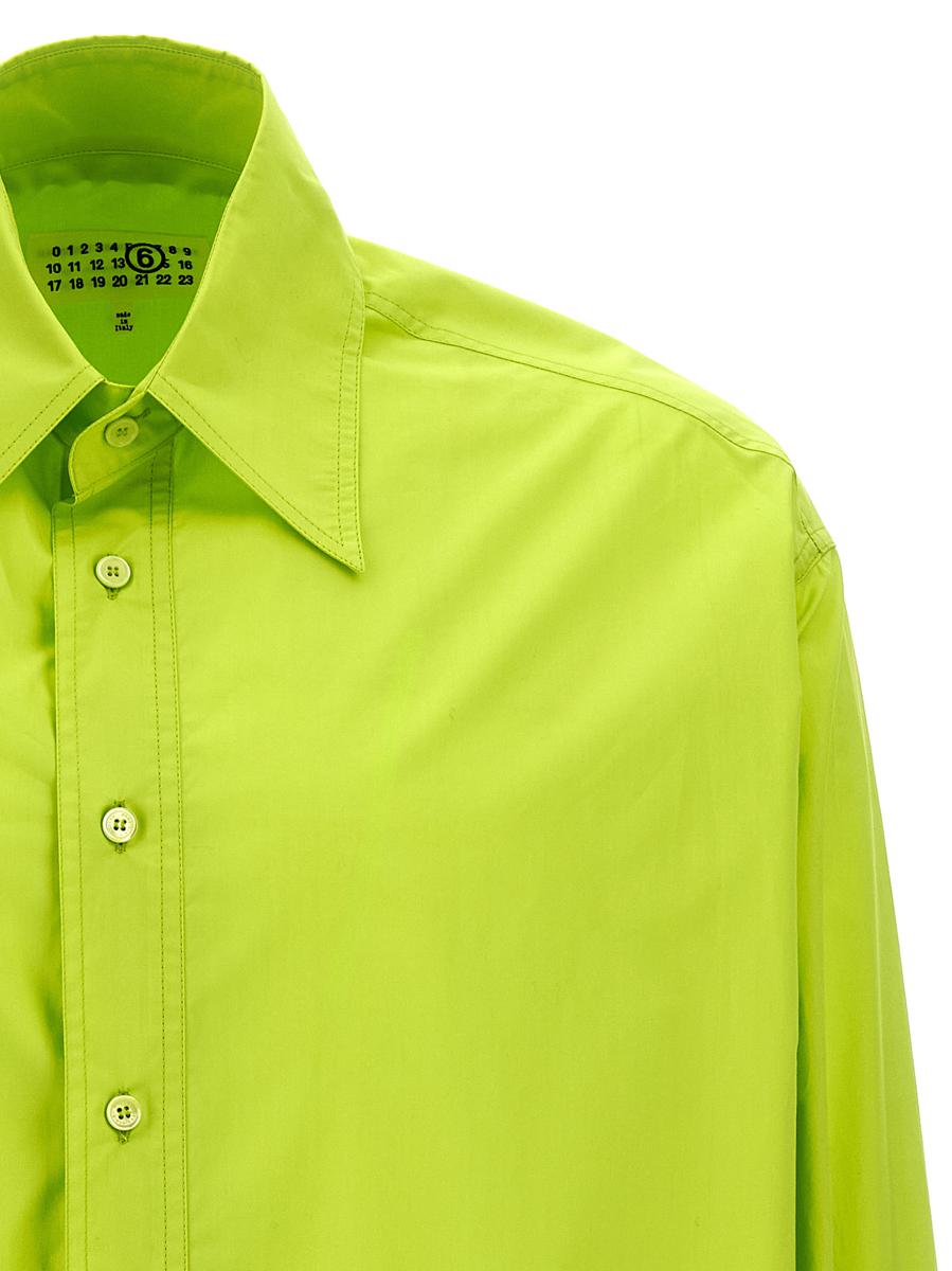 Shop Mm6 Maison Margiela 'numeric Signature' Poplin Shirt In Green