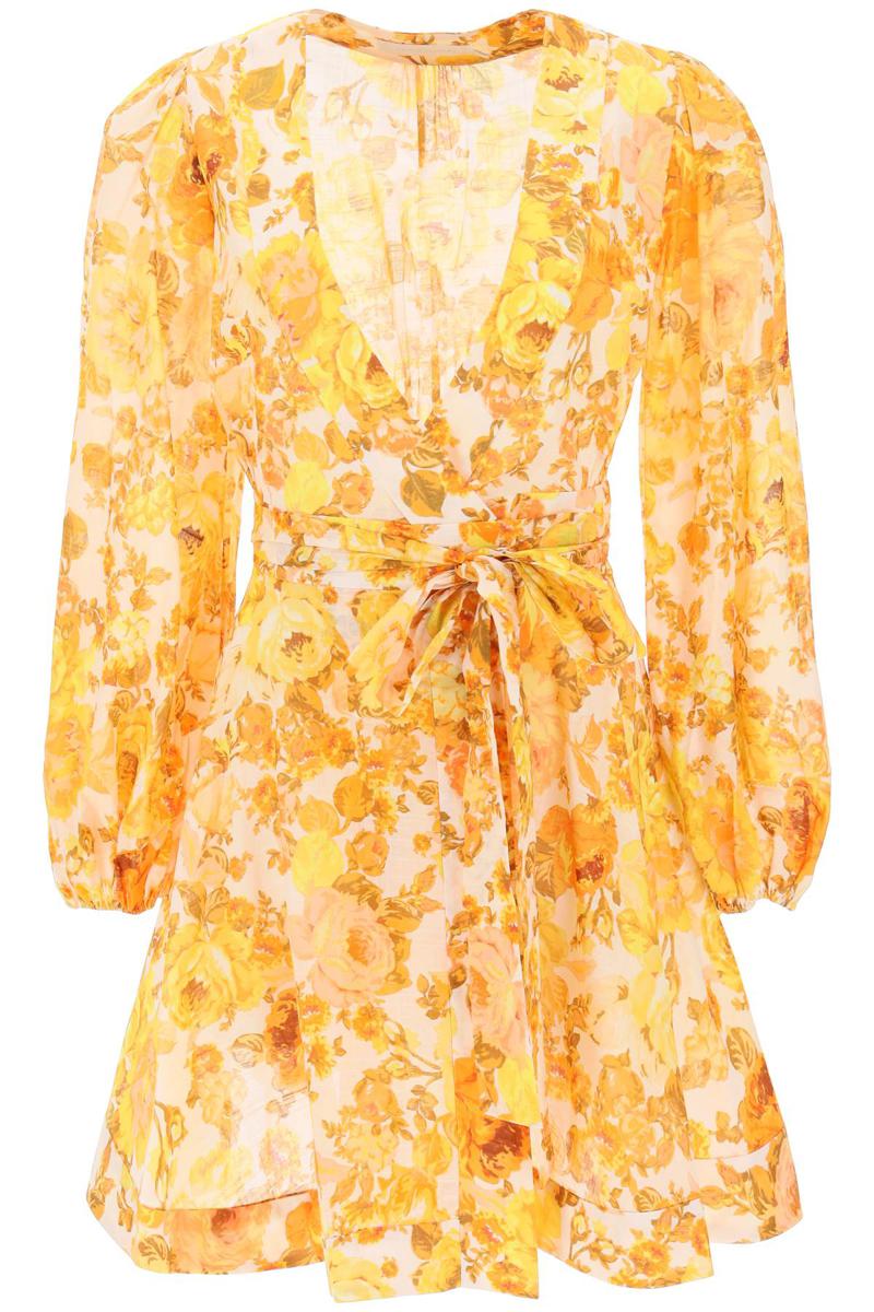 Shop Zimmermann 'raie Wrap' Mini Dress In Arancio