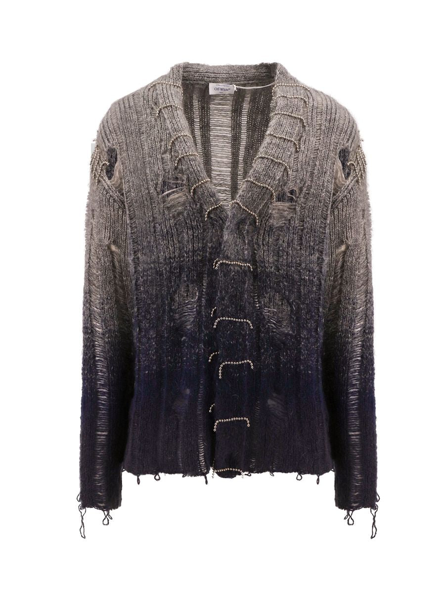 Shop Off-white Two-tone Mohair Sweater In Grey