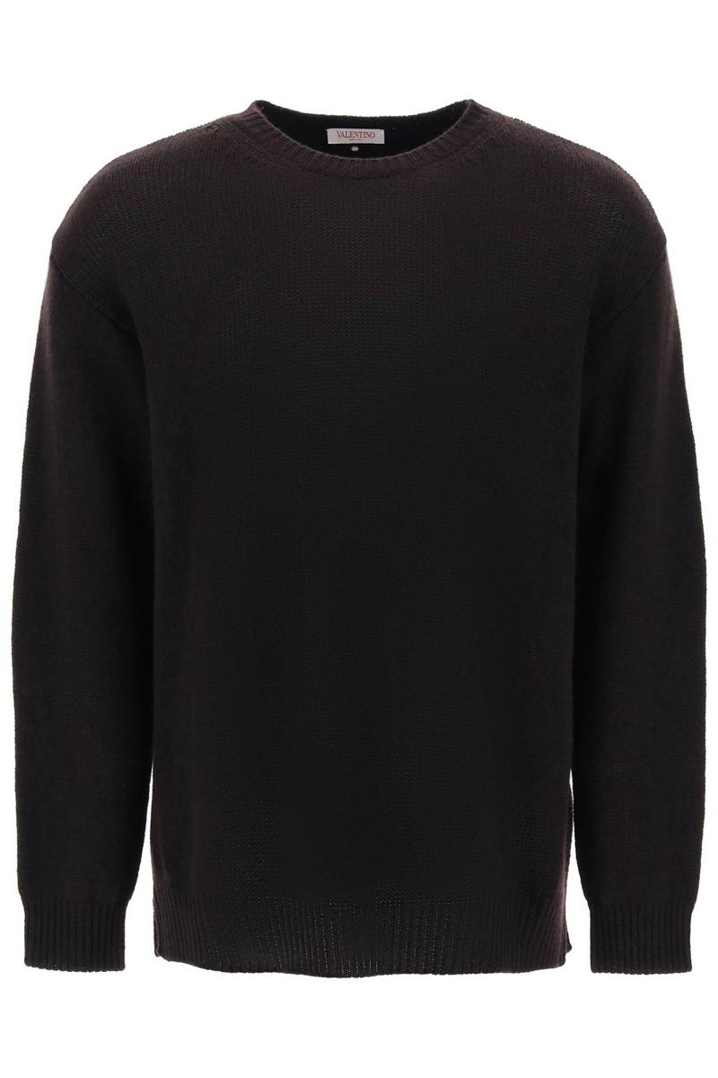 Shop Valentino Cashmere Sweater With Stud In Marrone