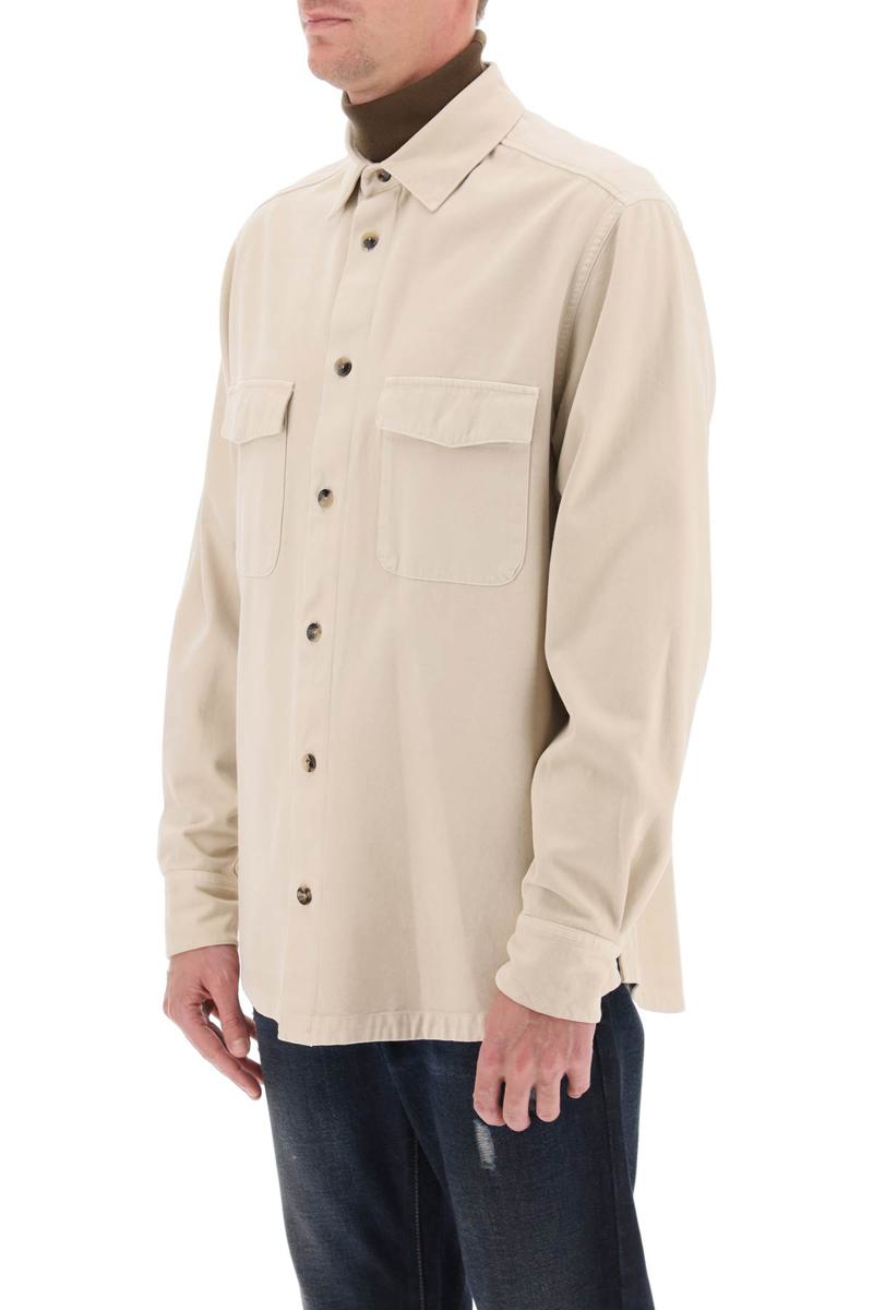 Shop Agnona Cotton & Cashmere Shirt In Beige