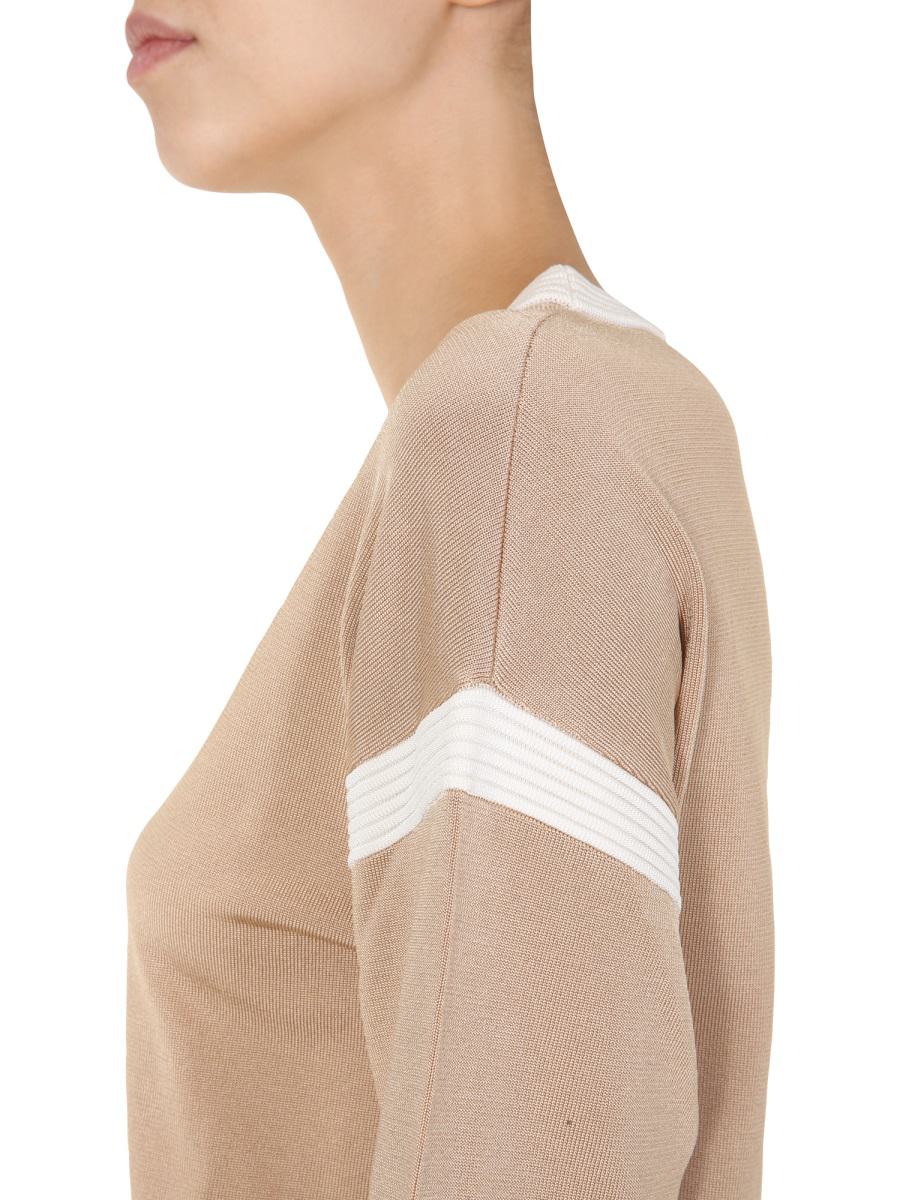 Shop Boutique Moschino Round Neck Sweater In Beige